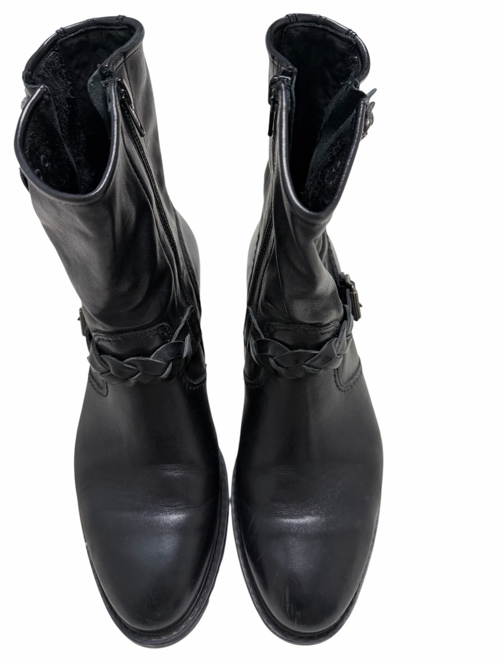 Paul Green Black Leather Ankle Boots with Braided Strap Buckle Detail UK SZ 5.5 - Picture 3 of 10